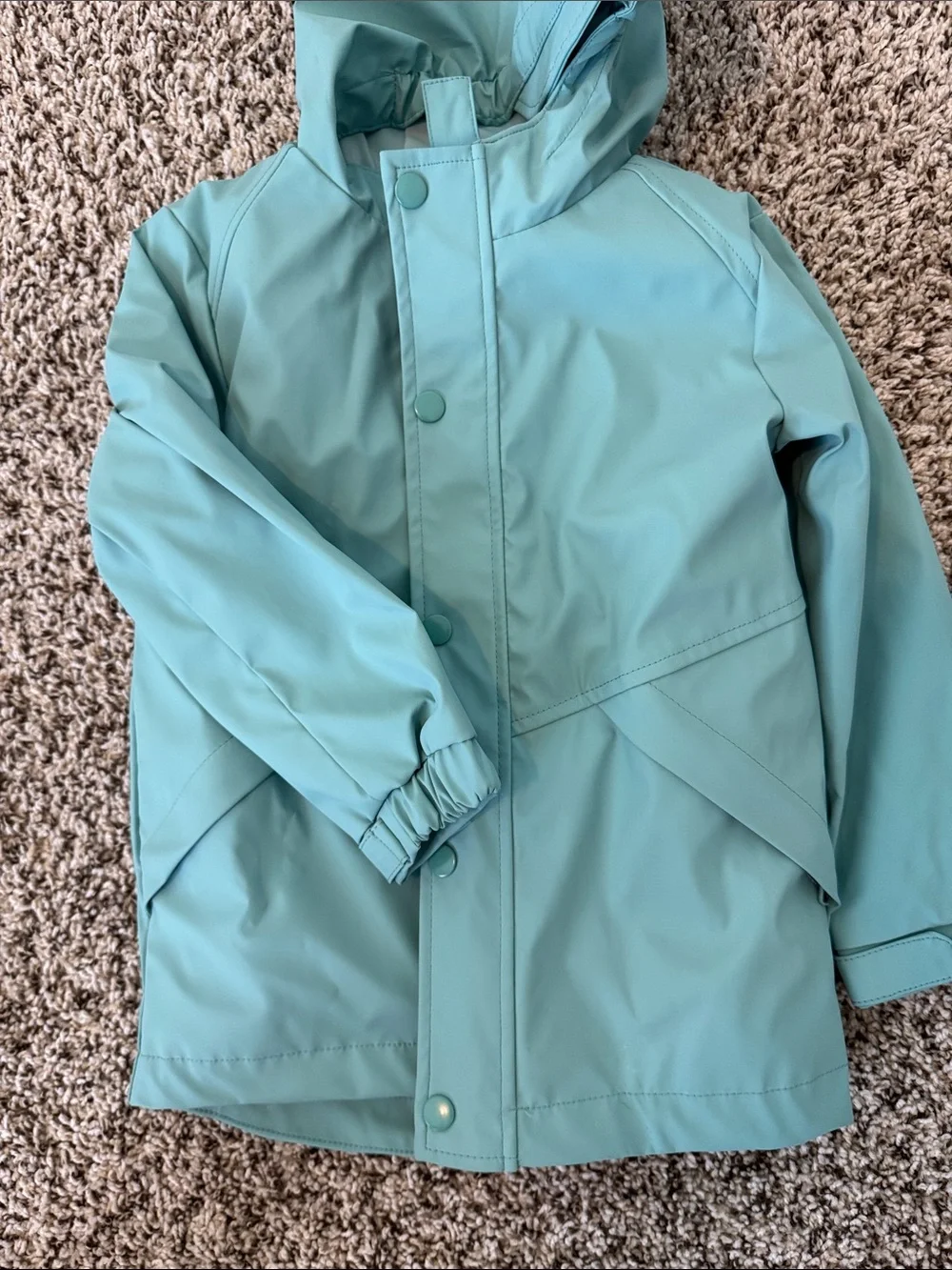 Cat & Jack Light Teal Hooded Kids Rain Coat